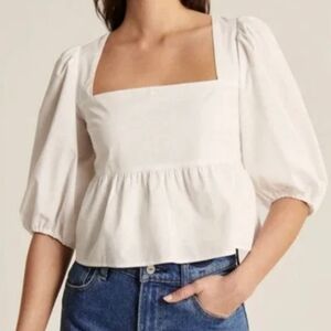 White Puff Sleeve Top
